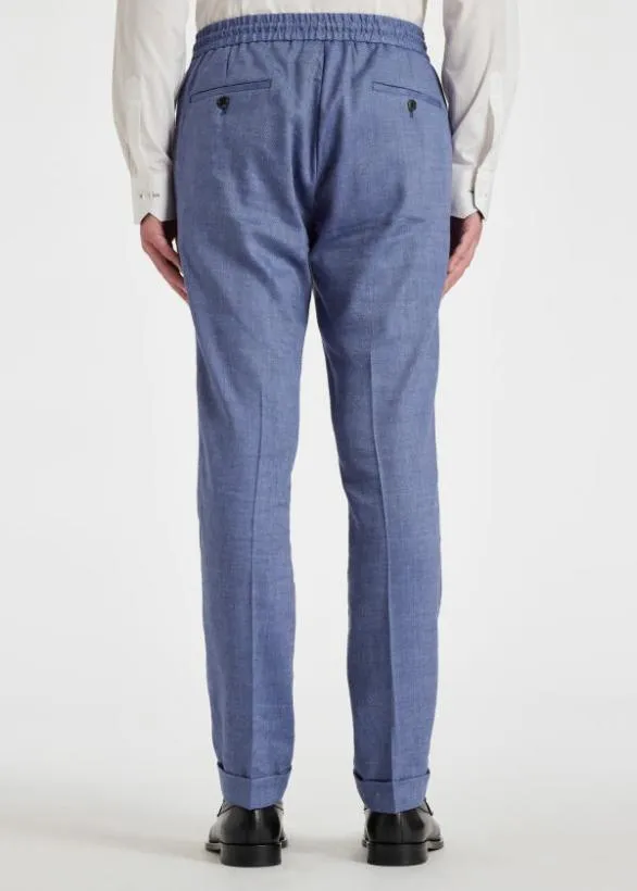 Paul Smith Pants LinenWool Drawstring Pants Blue 8211 Mens