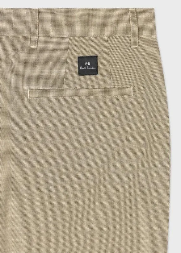 Paul Smith Pants MidFit Micro Check Chinos Sand 8211 Mens