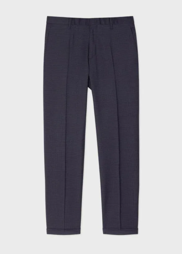 Paul Smith Pants SlimFit Wool Check Pants Navy 8211 Mens