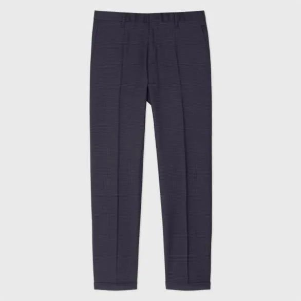 Paul Smith Pants SlimFit Wool Check Pants Navy 8211 Mens