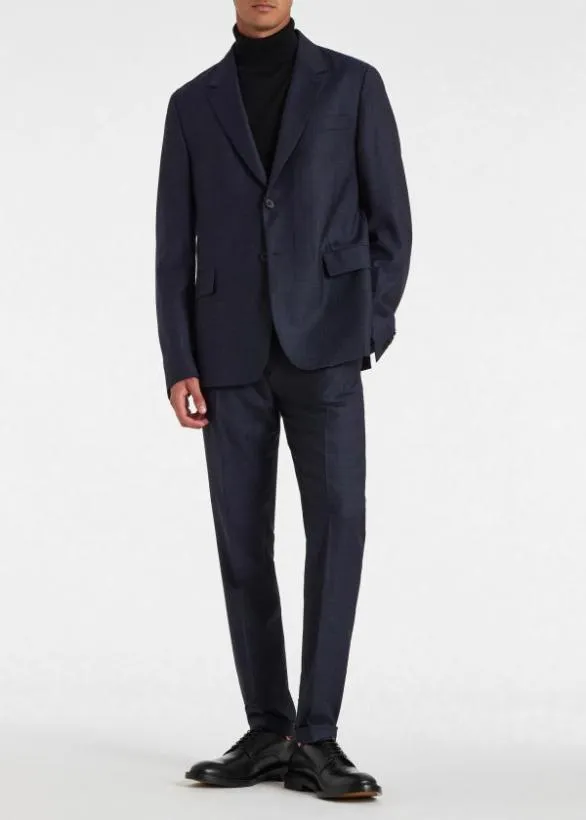 Paul Smith Pants SlimFit Wool Check Pants Navy 8211 Mens