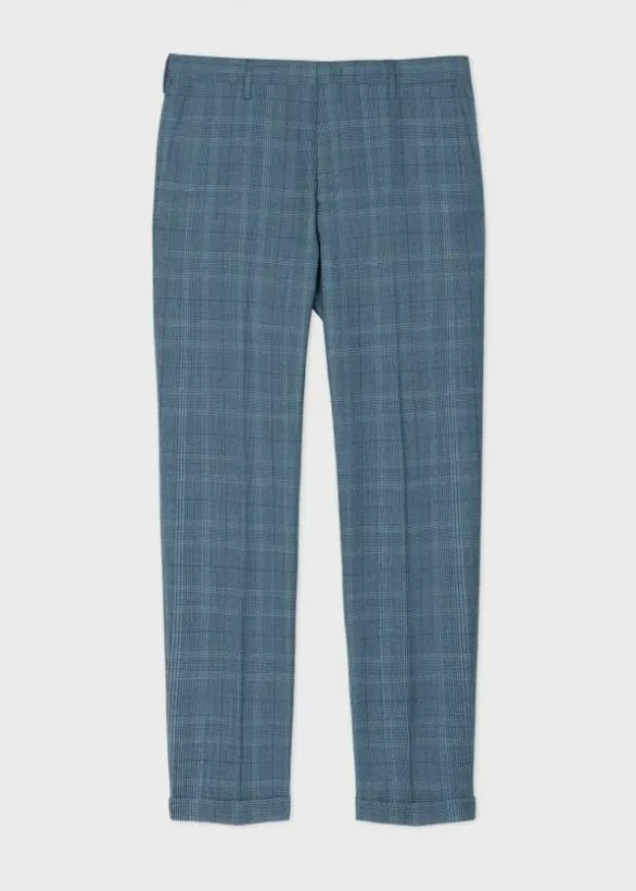 Paul Smith Pants Wool Check Pants Blue 8211 Mens