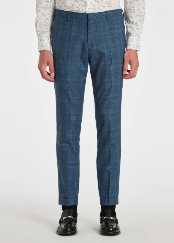 Paul Smith Pants Wool Check Pants Blue 8211 Mens