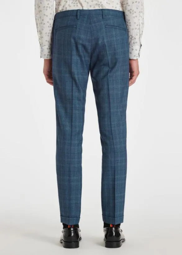 Paul Smith Pants Wool Check Pants Blue 8211 Mens