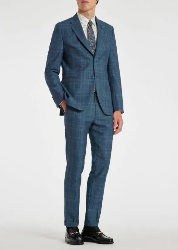 Paul Smith Pants Wool Check Pants Blue 8211 Mens