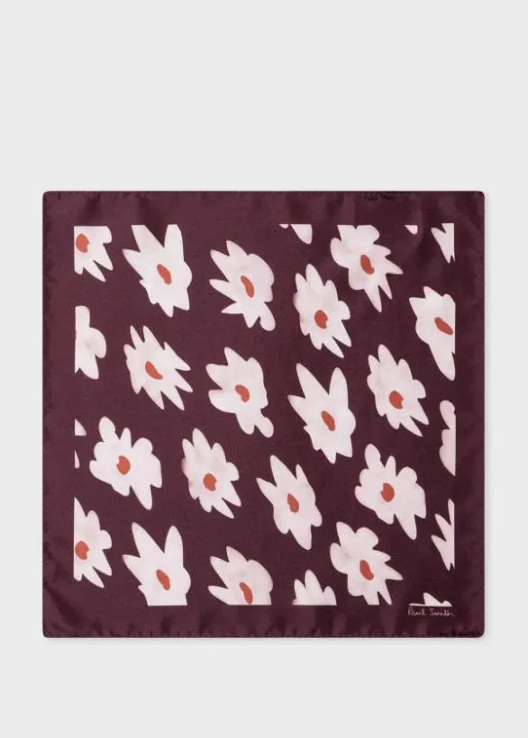 Paul Smith Pocket Squares 039Big Flower039 Silk Pocket Square Brown 8211 Mens