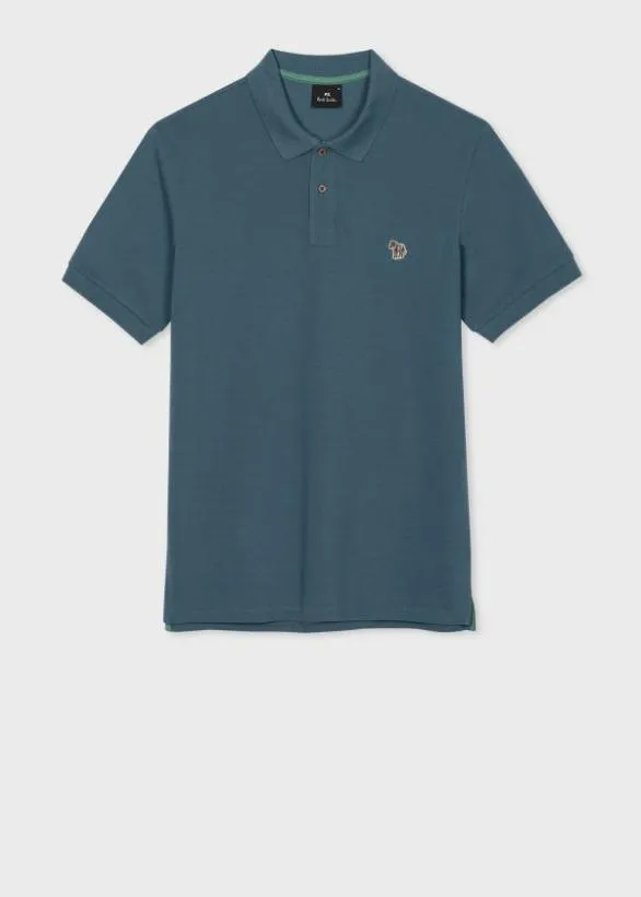 Paul Smith Polo Shirts Organic Cotton Zebra Polo Shirt Blue 8211 Mens