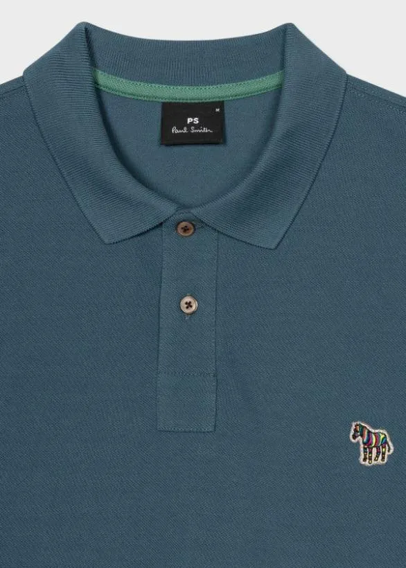 Paul Smith Polo Shirts Organic Cotton Zebra Polo Shirt Blue 8211 Mens