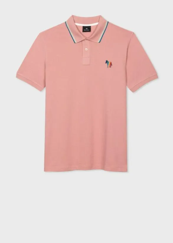 Paul Smith Polo Shirts StretchCotton 039Broad Stripe Zebra039 Polo Shirt Pink 8211 Mens