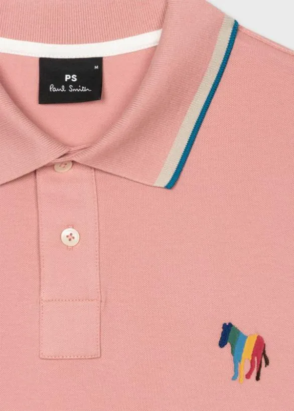 Paul Smith Polo Shirts StretchCotton 039Broad Stripe Zebra039 Polo Shirt Pink 8211 Mens