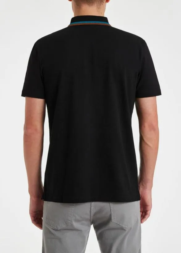 Paul Smith Polo Shirts Zip Neck StretchCotton Polo Shirt Black 8211 Mens