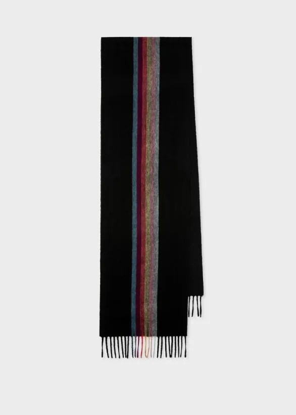 Paul Smith Scarves 039Artist Stripe039 Central Band Cashmere Scarf Black 8211 Mens