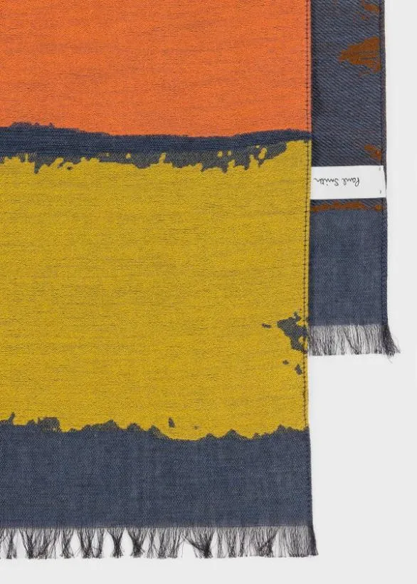 Paul Smith Scarves 039Painted Stripe039 CottonBlend Scarf Navy 8211 Mens
