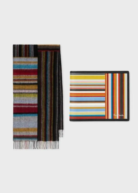 Paul Smith Scarves Mixed 039Signature Stripe039 Scarf and Wallet Gift Set Signature Stripe 8211 Mens