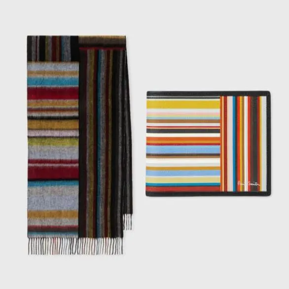 Paul Smith Scarves Mixed 039Signature Stripe039 Scarf and Wallet Gift Set Signature Stripe 8211 Mens