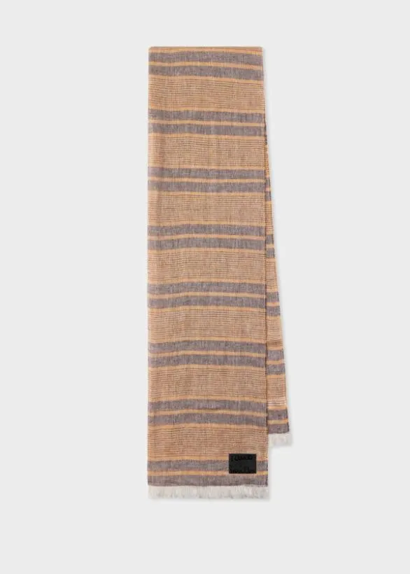 Paul Smith Scarves Orange Linen Stripe Scarf Orange 8211 Mens