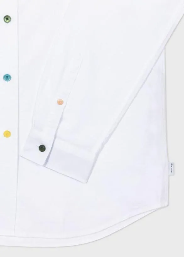 Paul Smith Shirts OrganicCotton MultiColour Button Oxford Shirt White 8211 Mens