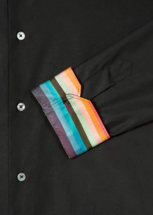 Paul Smith Shirts TailoredFit 039Artist Stripe039 Cuff Shirt Black 8211 Mens