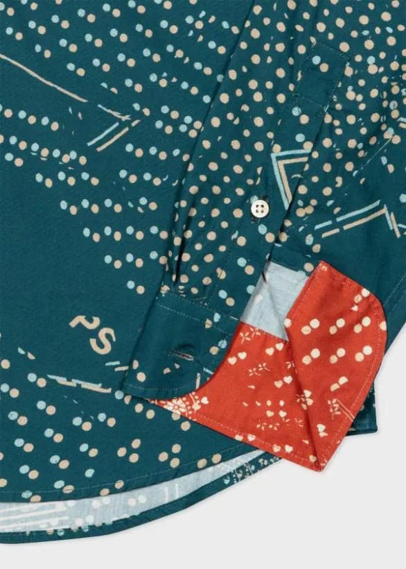 Paul Smith Shirts Teal 039Bandana039 Shirt Teal 8211 Mens