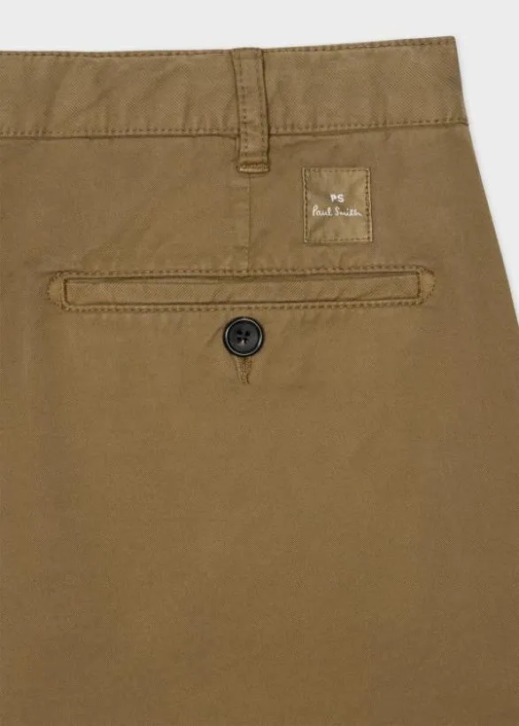 Paul Smith Shorts Pima StretchCotton GarmentDyed Shorts Light Khaki 8211 Mens