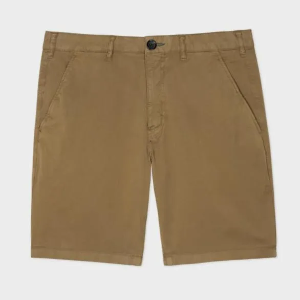 Paul Smith Shorts Pima StretchCotton GarmentDyed Shorts Light Khaki 8211 Mens