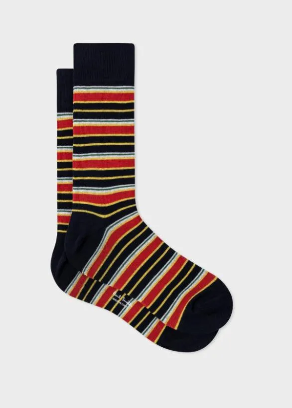 Paul Smith Socks Dark Navy And Red Stripe CottonBlend Socks Dark Navy 8211 Mens Paul Smith Socks Dark Navy And Red Stripe CottonBlend Socks Dark Navy 8211 Mens