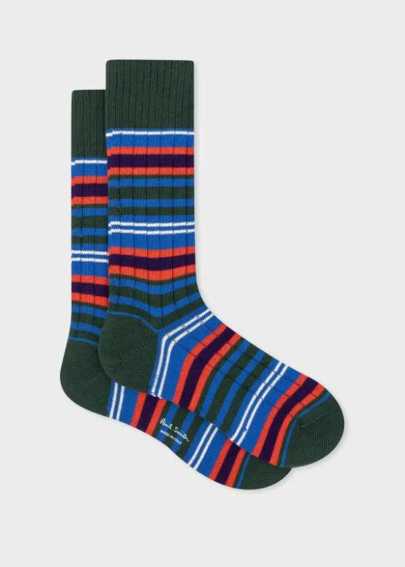 Paul Smith Socks Stripe CottonBlend Socks Blue 8211 Mens