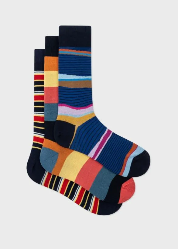 Paul Smith Socks Stripe Socks Three Pack Multicolour 8211 Mens