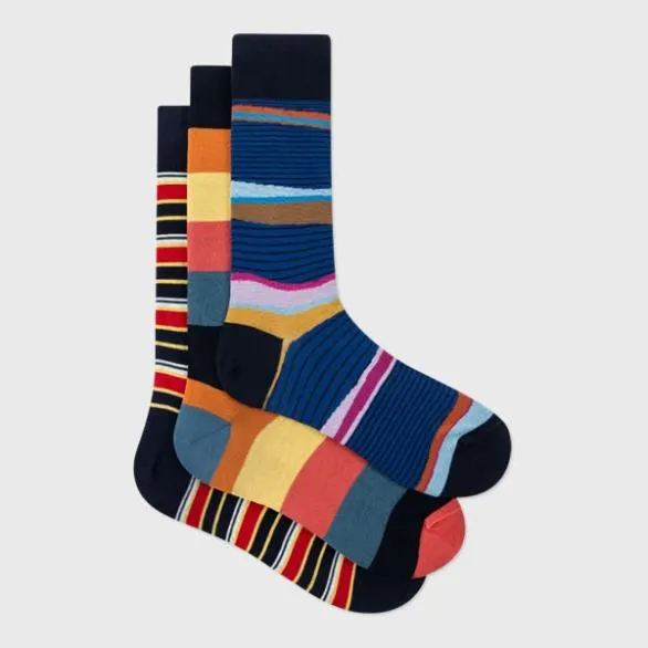 Paul Smith Socks Stripe Socks Three Pack Multicolour 8211 Mens