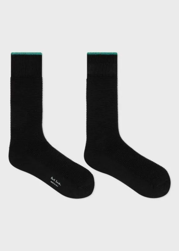 Paul Smith Socks Textured Stripe Socks Black 8211 Mens