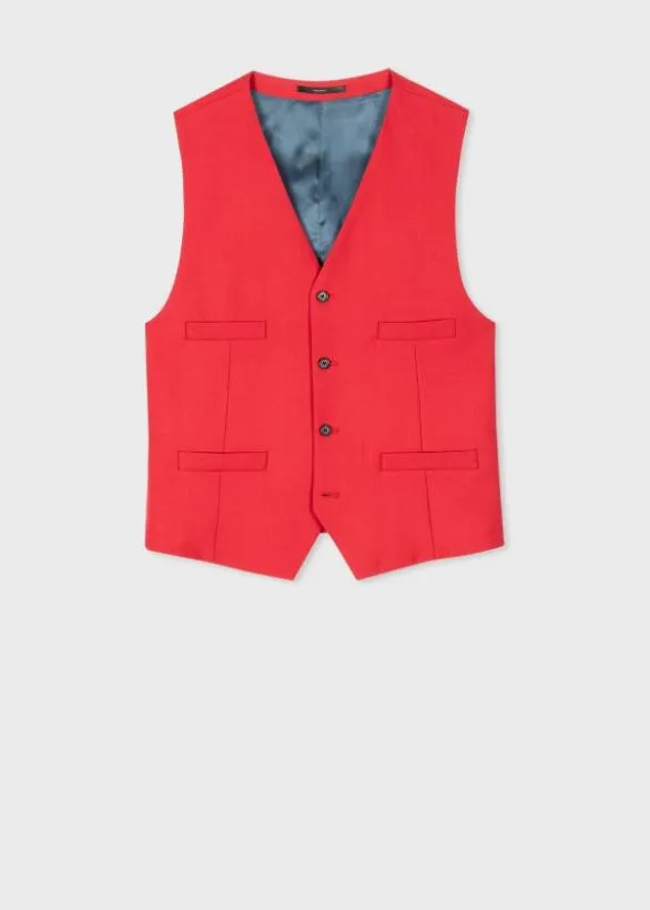 Paul Smith Suits Fresco Wool Waistcoat Red 8211 Mens