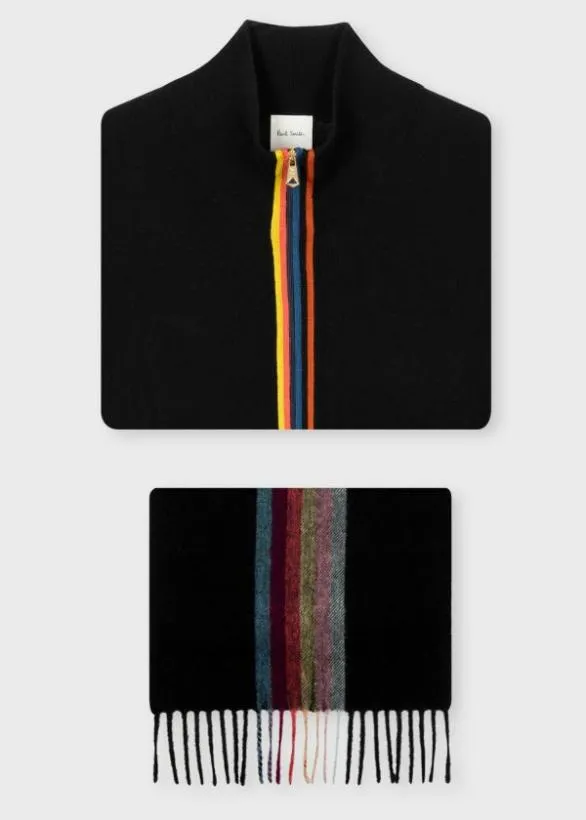 Paul Smith Sweaters 039Artist Stripe039 Scarf and Knitwear Gift Set Black 8211 Mens Paul Smith Sweaters 039Artist Stripe039 Scarf and Knitwear Gift Set Black 8211 Mens