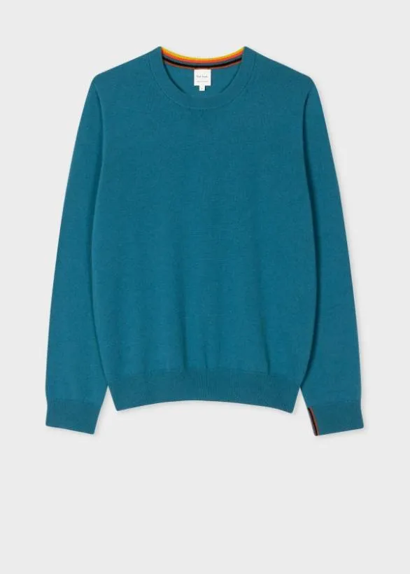 Paul Smith Sweaters Cashmere Crew Neck Sweater Teal 8211 Mens