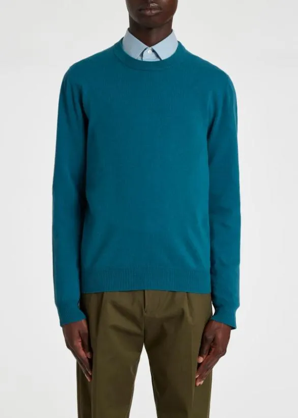Paul Smith Sweaters Cashmere Crew Neck Sweater Teal 8211 Mens