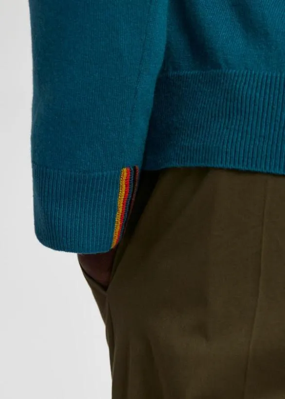 Paul Smith Sweaters Cashmere Crew Neck Sweater Teal 8211 Mens