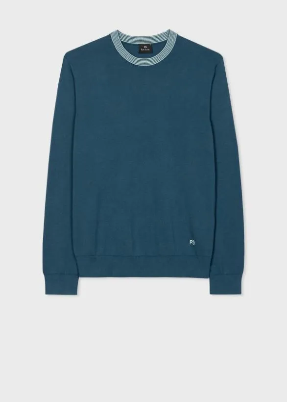 Paul Smith Sweaters ContrastCollar Organic Cotton Sweater Blue 8211 Mens