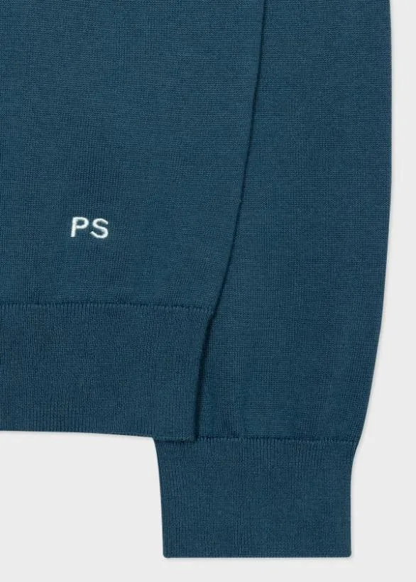 Paul Smith Sweaters ContrastCollar Organic Cotton Sweater Blue 8211 Mens