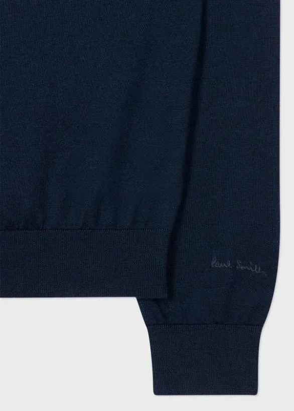 Paul Smith Sweaters Merino Wool Full Zip Cardigan Navy 8211 Mens