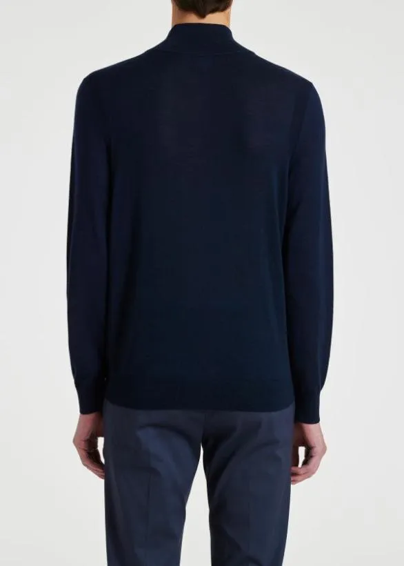 Paul Smith Sweaters Merino Wool Full Zip Cardigan Navy 8211 Mens