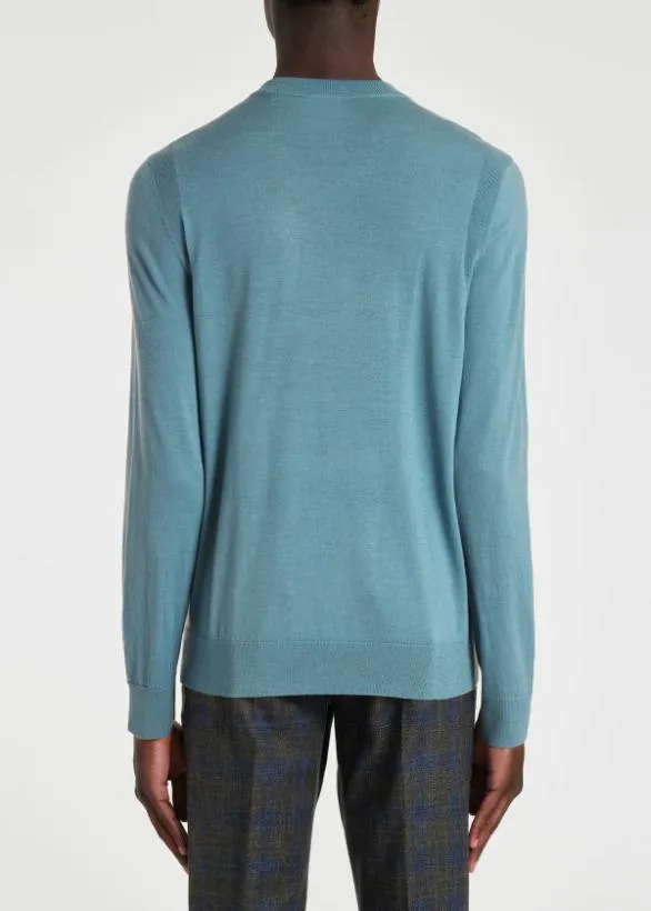 Paul Smith Sweaters Merino Wool VNeck Sweater Light Blue 8211 Mens