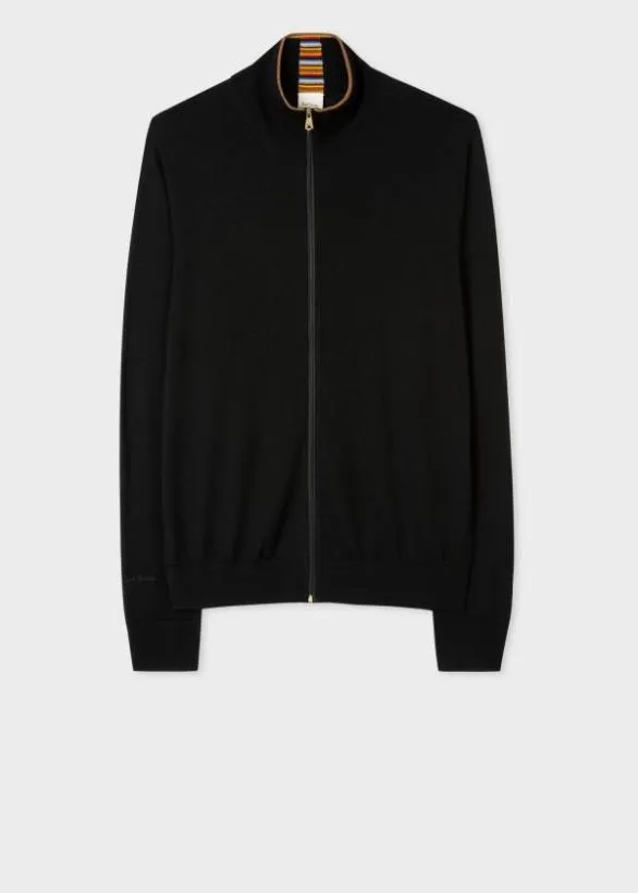 Paul Smith Sweaters Merino Zip Cardigan Black 8211 Mens