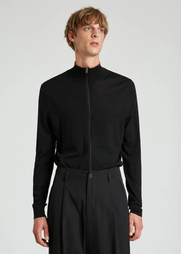 Paul Smith Sweaters Merino Zip Cardigan Black 8211 Mens