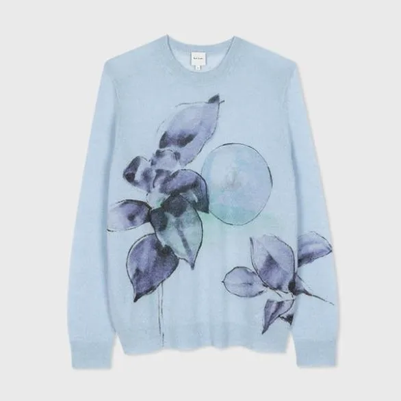 Paul Smith Sweaters MohairBlend 039Narcissus039 Print Sweater Light Blue 8211 Mens