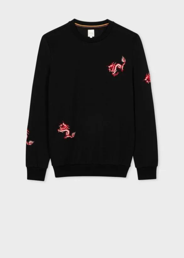 Paul Smith Sweatshirts and Hoodies 039Year Of The Dragon039 Embroidered Sweatshirt Black 8211 Mens