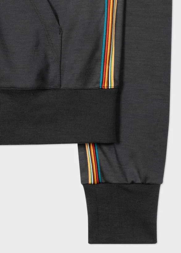 Paul Smith Sweatshirts and Hoodies Washable Wool 039Signature Stripe039 Zip Hoodie Dark Green 8211 Mens