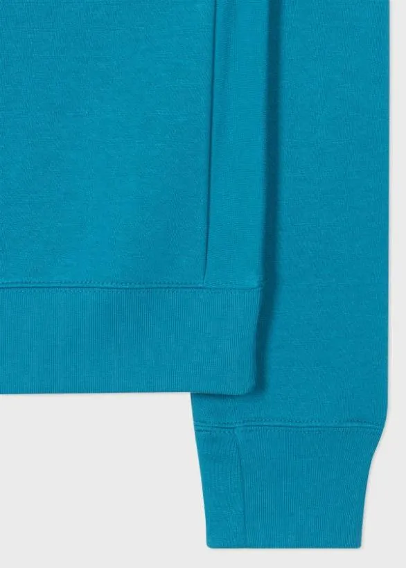 Paul Smith Sweatshirts and Hoodies Zebra Logo Organic Cotton Sweatshirt Teal 8211 Mens