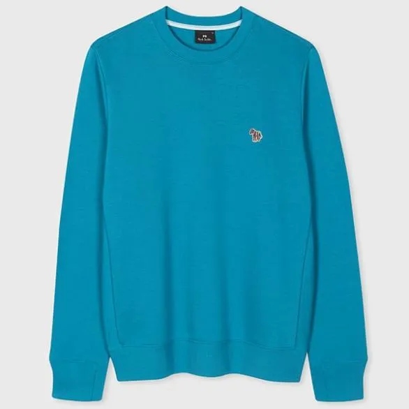 Paul Smith Sweatshirts and Hoodies Zebra Logo Organic Cotton Sweatshirt Teal 8211 Mens
