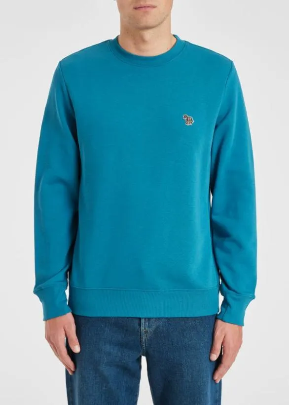 Paul Smith Sweatshirts and Hoodies Zebra Logo Organic Cotton Sweatshirt Teal 8211 Mens