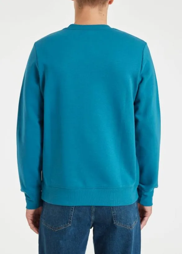 Paul Smith Sweatshirts and Hoodies Zebra Logo Organic Cotton Sweatshirt Teal 8211 Mens