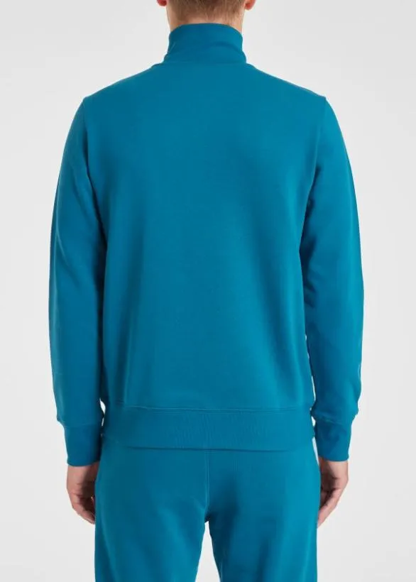 Paul Smith Sweatshirts and Hoodies Zebra Logo Organic Cotton Zip Sweatshirt Teal 8211 Mens